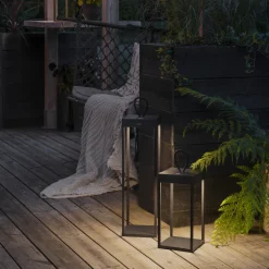 Ravello lanterne 30 cm oppladbar IP54 utendørs - Svart
