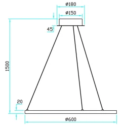 Ringo 60 cm takpendel 16W 2700 Kelvin RA90 dimbar - Svart