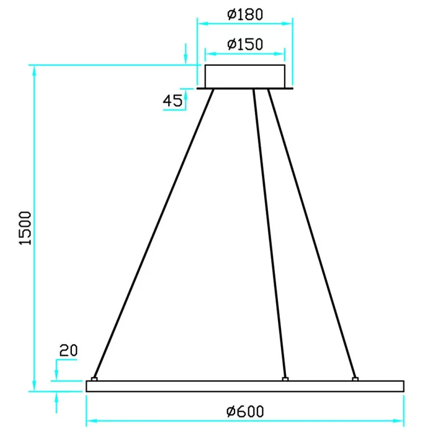 Ringo 60 cm takpendel 16W 2700 Kelvin RA90 dimbar - Svart