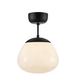Rise taklampe - Svart/Opal hvit - Svart / Opal