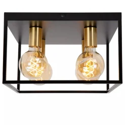 Ruben taklampe 36x36 cm 4-lys - Svart/Gullfarget