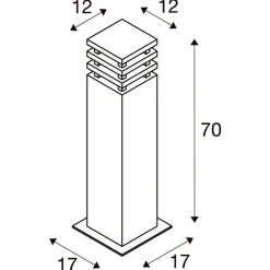 Rusty square pullert 71 cm IP55