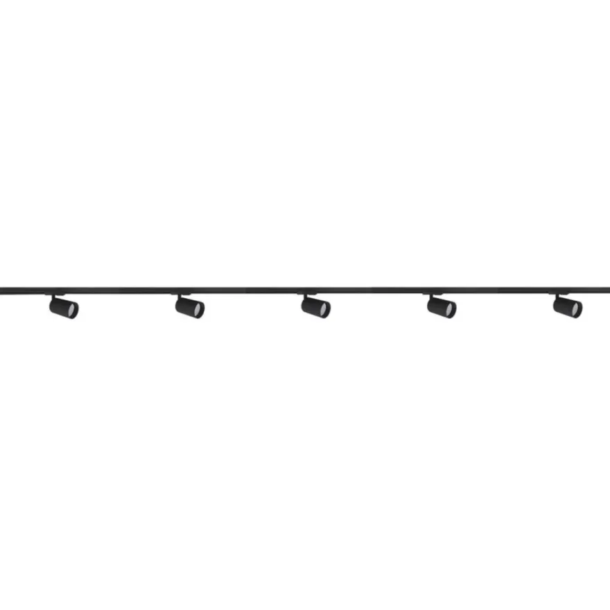 Secco spotskinne 5 spotter 2 meter - Svart