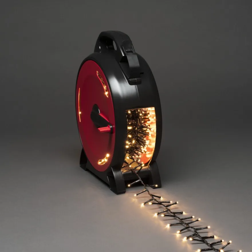 Slynge 1200 LED, 37 meter julelys på trommel IP44 - Varmhvit