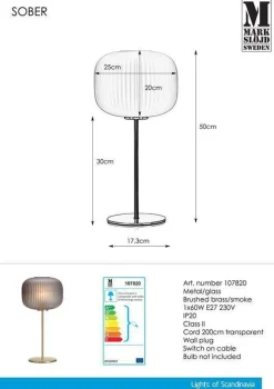 Sober bordlampe røykfarge/messing - Messing / Røyk