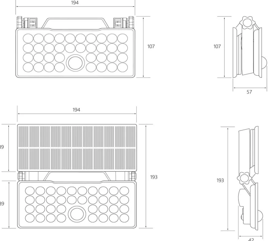 Solar portabel vegglampe 10W 3000 Kelvin IP65 utendørs med solcelle og sensor