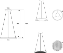 Sonara takpendel 70 cm 2700 kelvin 28W - Dimbar