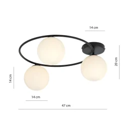 Sopra taklampe 3-lys - Svart/Opal