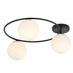 Sopra taklampe 3-lys - Svart/Opal