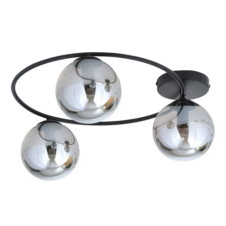 Sopra taklampe 3-lys - Svart/Røykfarget