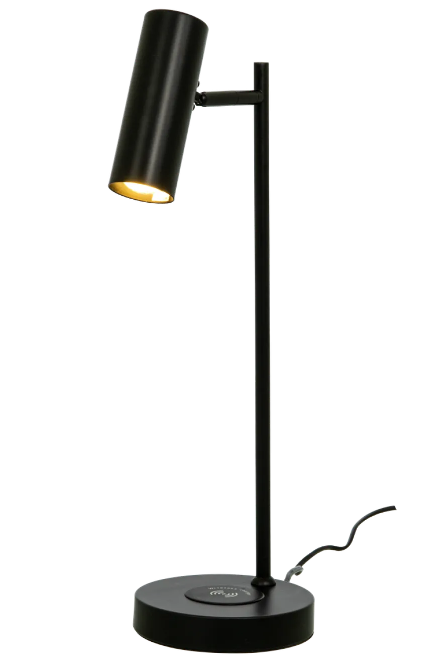 Tabela bordlampe med trådløs lader og USB - Svart
