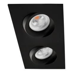 Tigrus Square Double 360° justerbare lavtbyggende downlight 2x7W 2700K IP44 - Svart