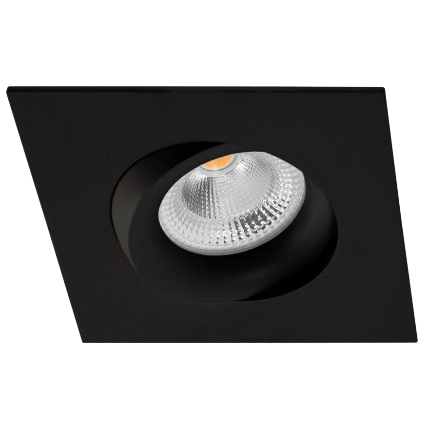 Tigrus 360° Square Rotatable lavtbyggende downlight 8W 1800-3000K Dim2Warm IP44 - Svart
