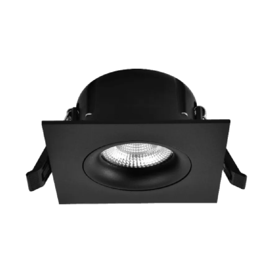 Tigrus 360° Square Rotatable lavtbyggende downlight 8W 1800-3000K Dim2Warm IP44 - Svart