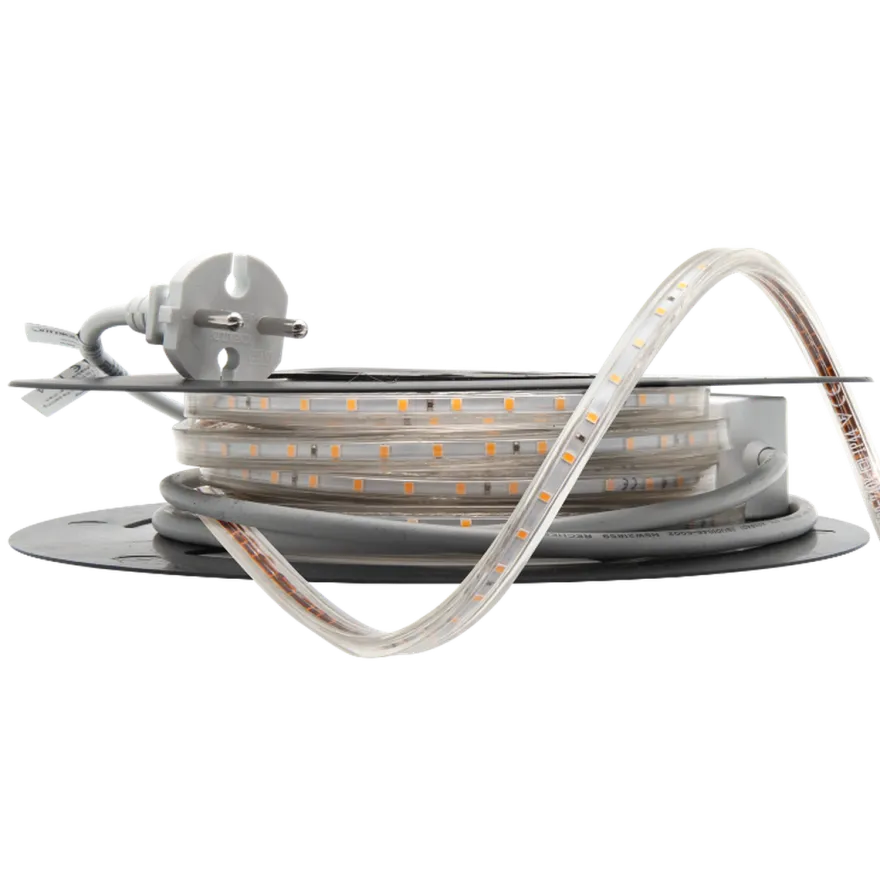 230V LED-Strip 9,2W 3000K IP65 Dimbar m/støpsel - 10 meter