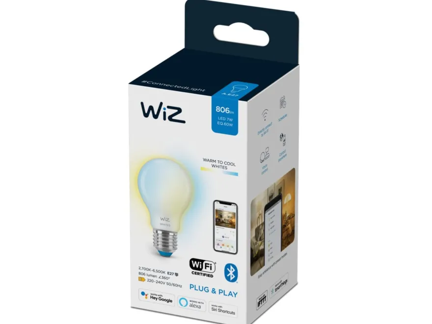 WiZ E27 Lyspære A60 7W Wifi - Justerbar fargetemperatur 2700-6500