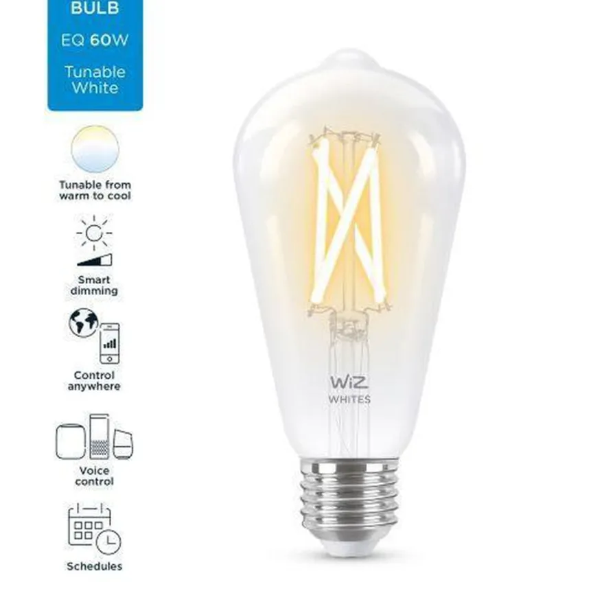 WiZ E27 Lyspære filament A64 6,7W Wifi - Justerbar fargetemperatur 2700-6500 Kelvin